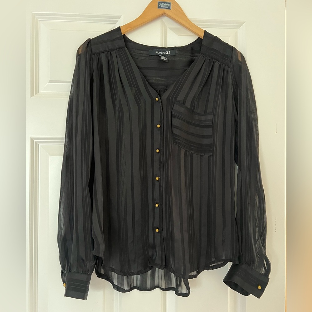 Forever 21 Sheer Black Blouse